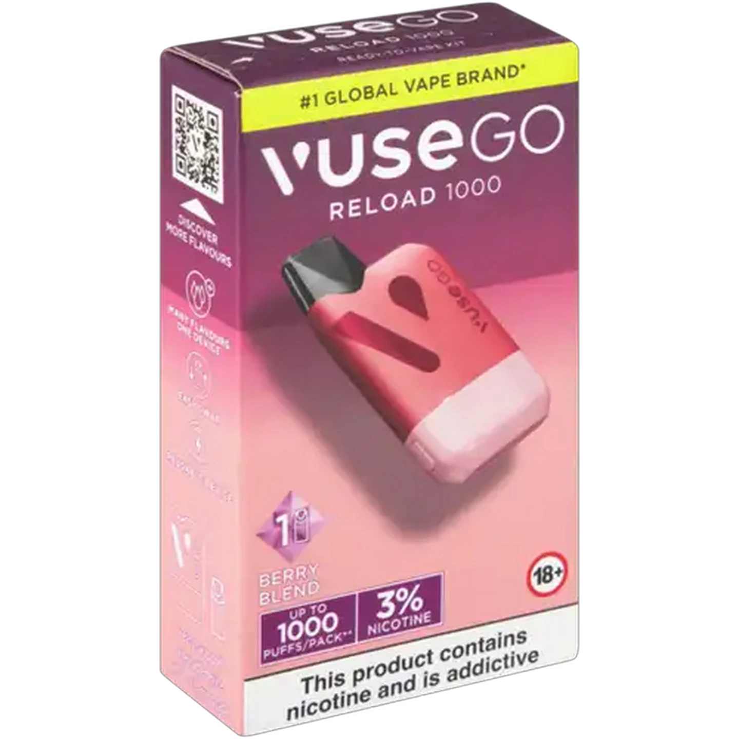 Image of Vuse Go Reload 1000 Red Berry Blend 3% Rechargeable Vape Kit (Non-Refundable. Non-Returnable.)