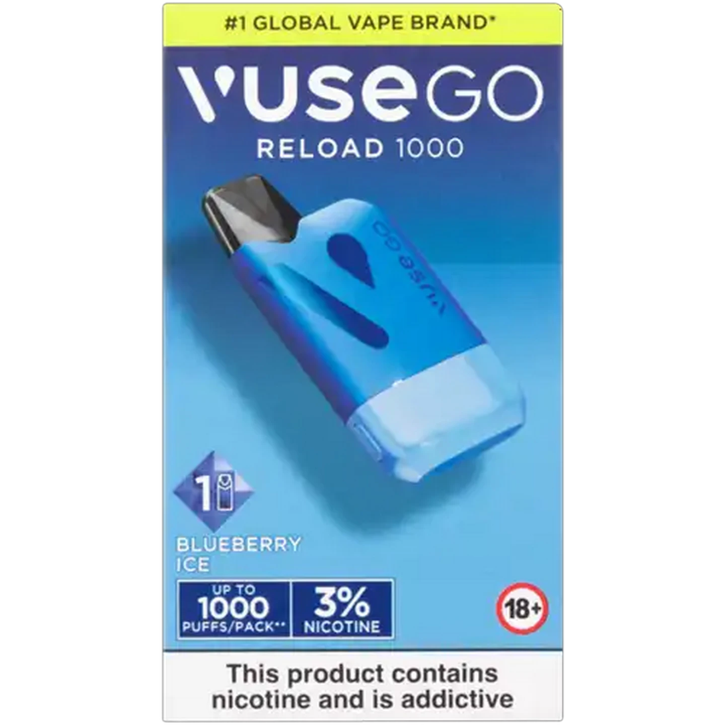 Image of Vuse Go Reload 1000 Blueberry Ice 3% Rechargeable Vape Kit (Non-Refundable. Non-Returnable.)