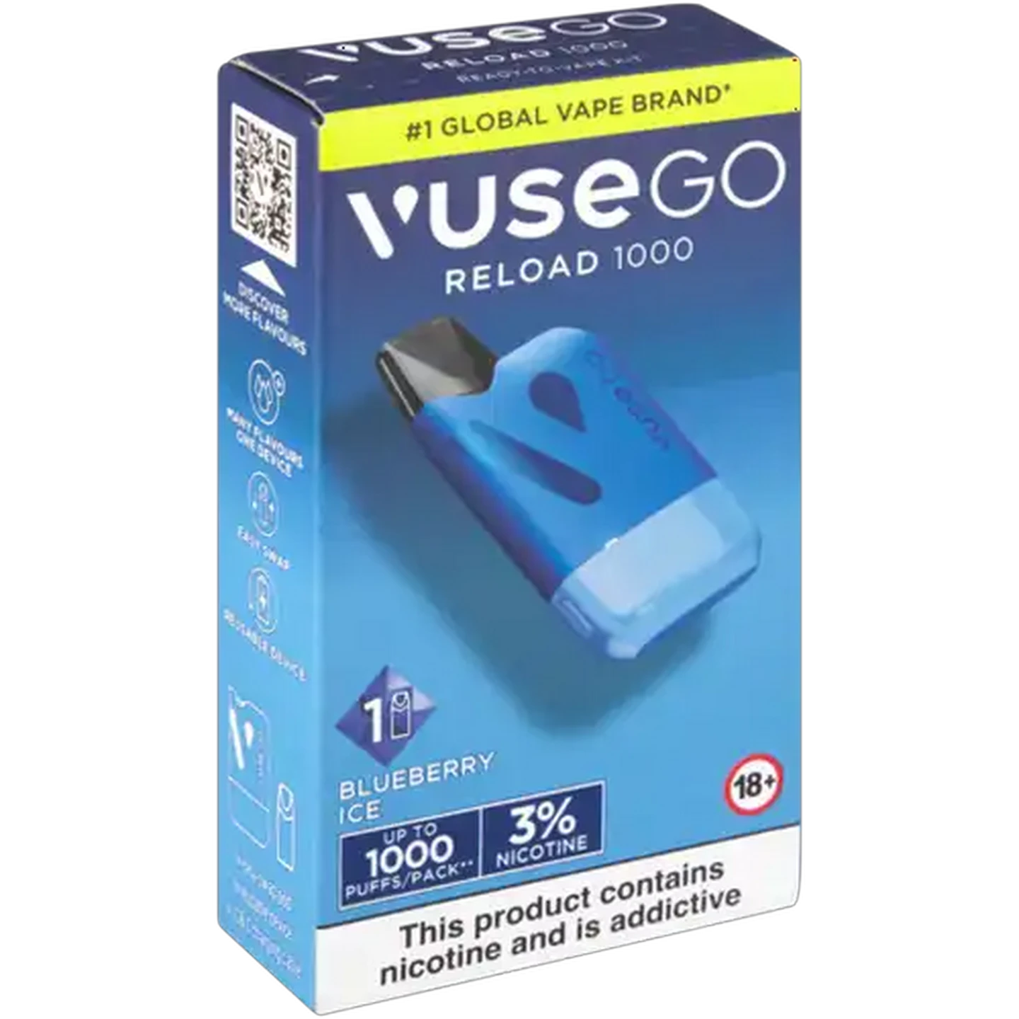 Image of Vuse Go Reload 1000 Blueberry Ice 3% Rechargeable Vape Kit (Non-Refundable. Non-Returnable.)
