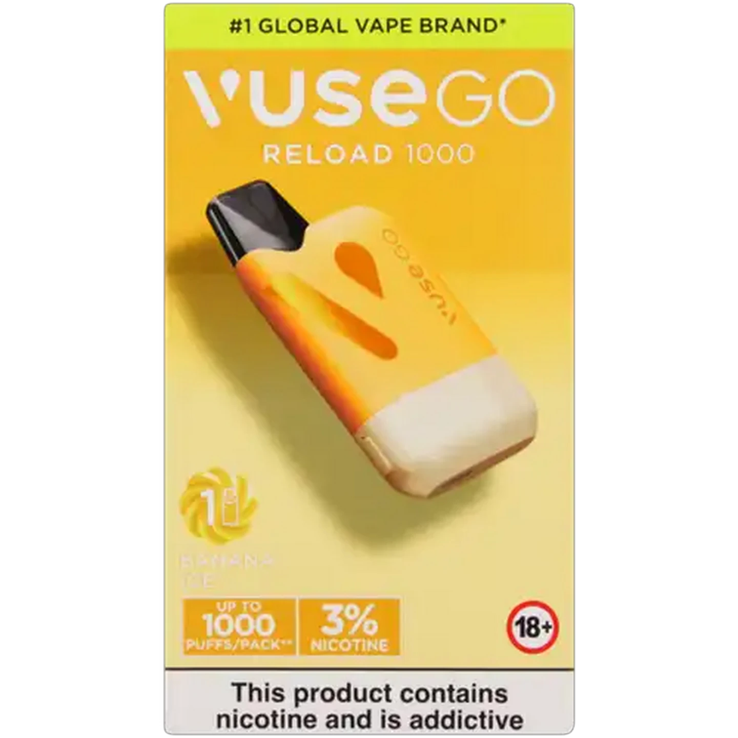 Image of Vuse Go Reload 1000 Yellow Banana Ice 3% Rechargeable Vape Kit (Non-Refundable. Non-Returnable.)
