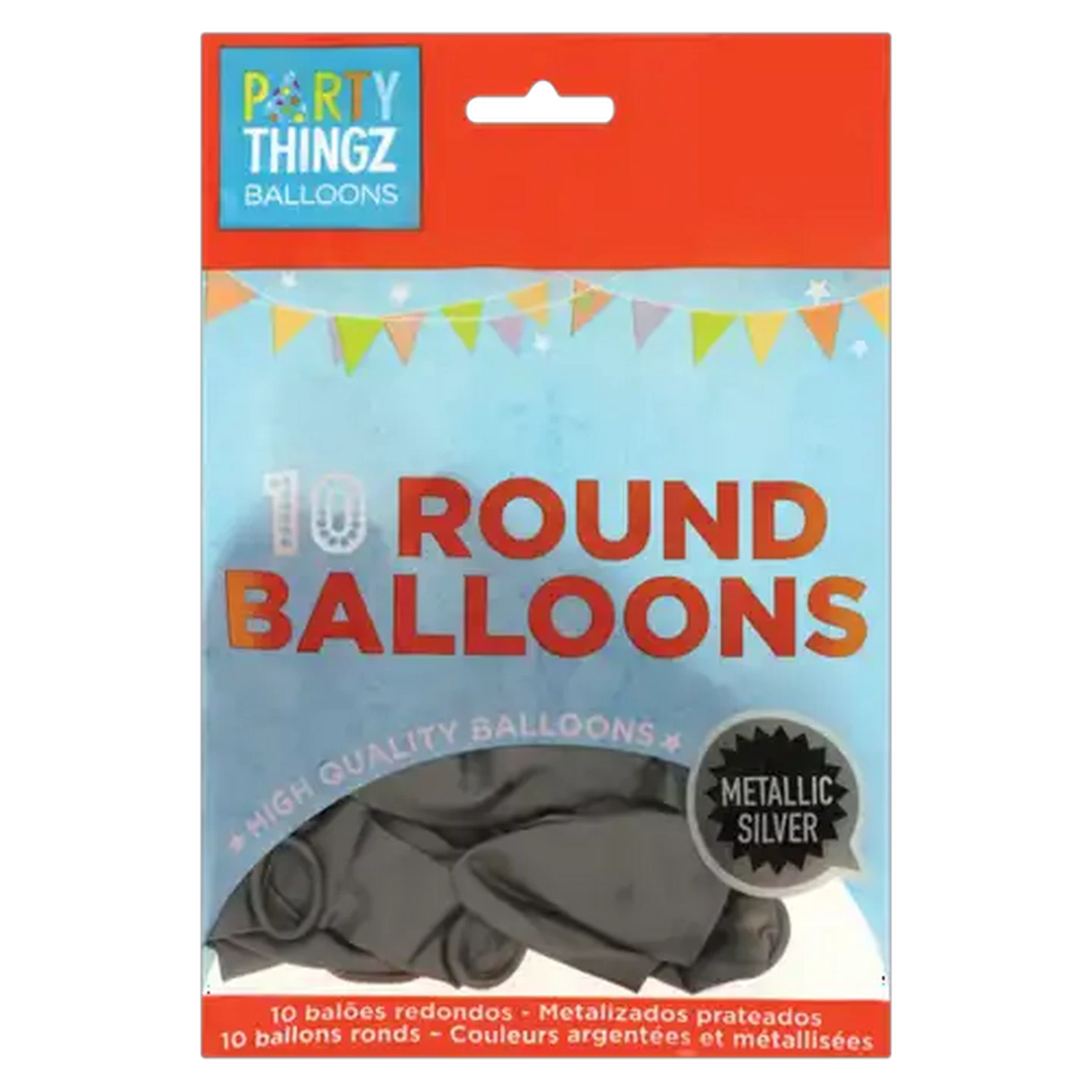 Image of Party Thingz Metallic Silver Round Balloons 10 Pack