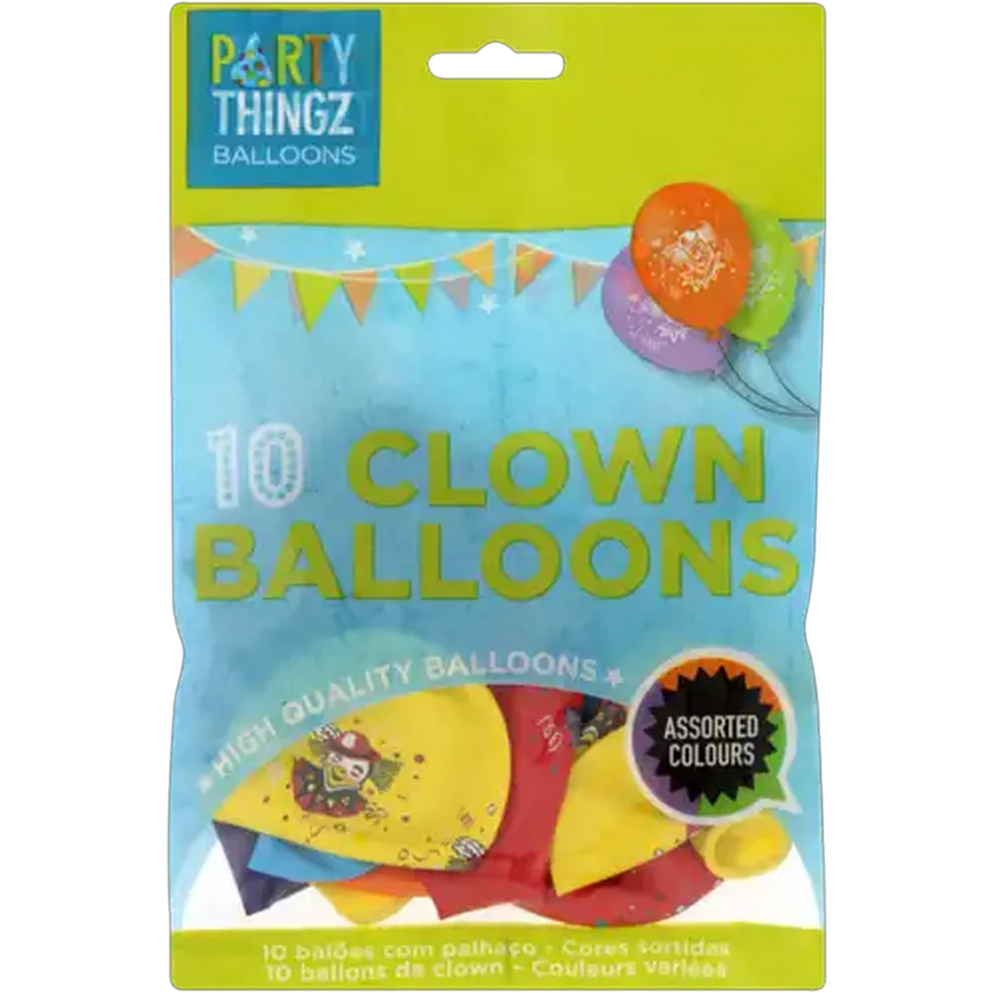 Image of Party Thingz Round Clown Balloons 10 Pack