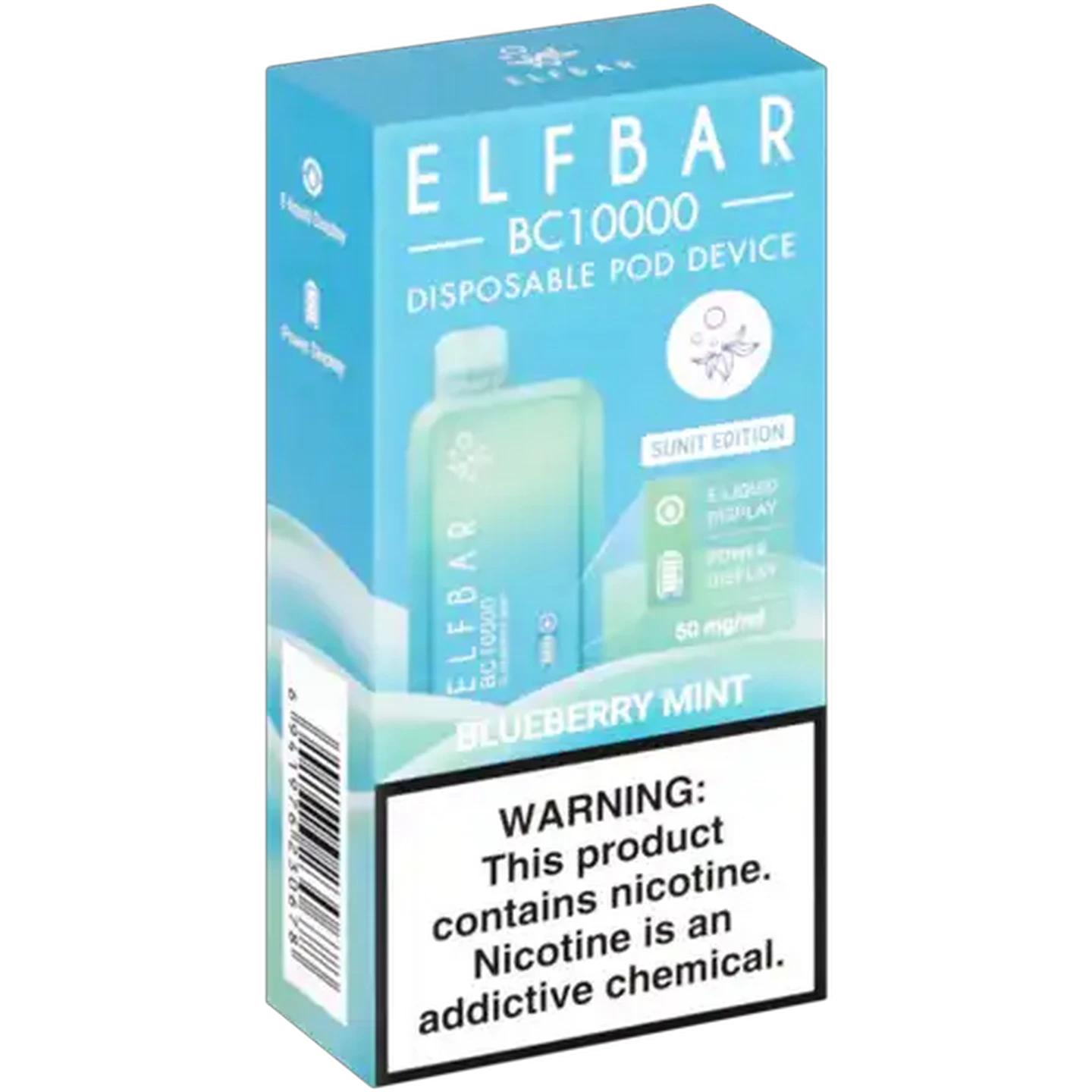 Image of ELFBAR BC10000 Blueberry Mint 5% Rechargeable Disposable Pod Device (Non-Refundable. Non-Returnable.)