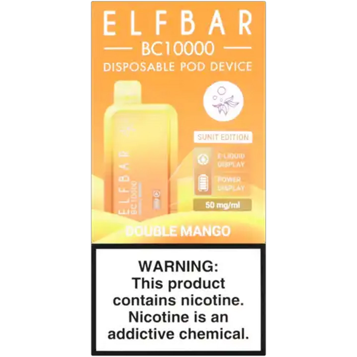 Image of ELFBAR BC10000 Double Mango 5% Rechargeable Disposable Pod Device (Non-Refundable. Non-Returnable.)