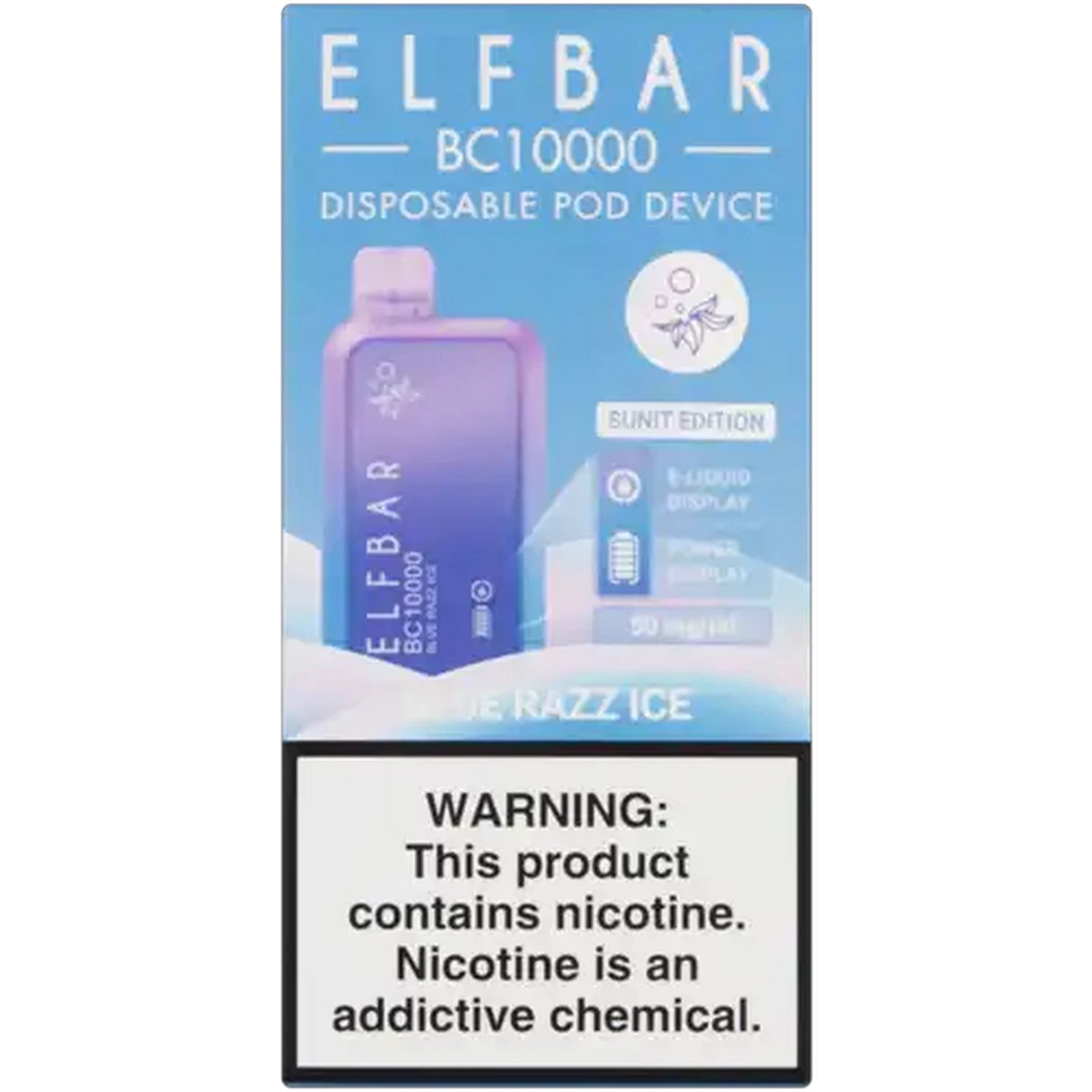 Image of ELFBAR BC10000 Blue Razz Ice 5% Rechargeable Disposable Pod Device (Non-Refundable. Non-Returnable.)