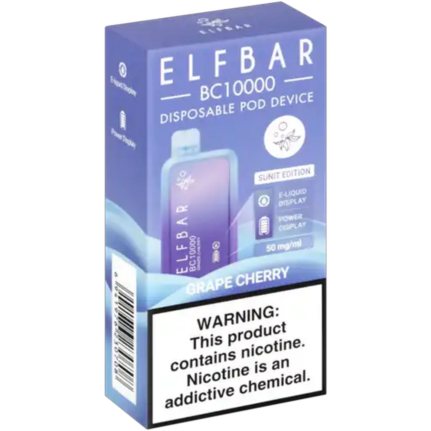 Image of ELFBAR BC10000 Grape Cherry 5% Rechargeable Disposable Pod Device (Non-Refundable. Non-Returnable.)