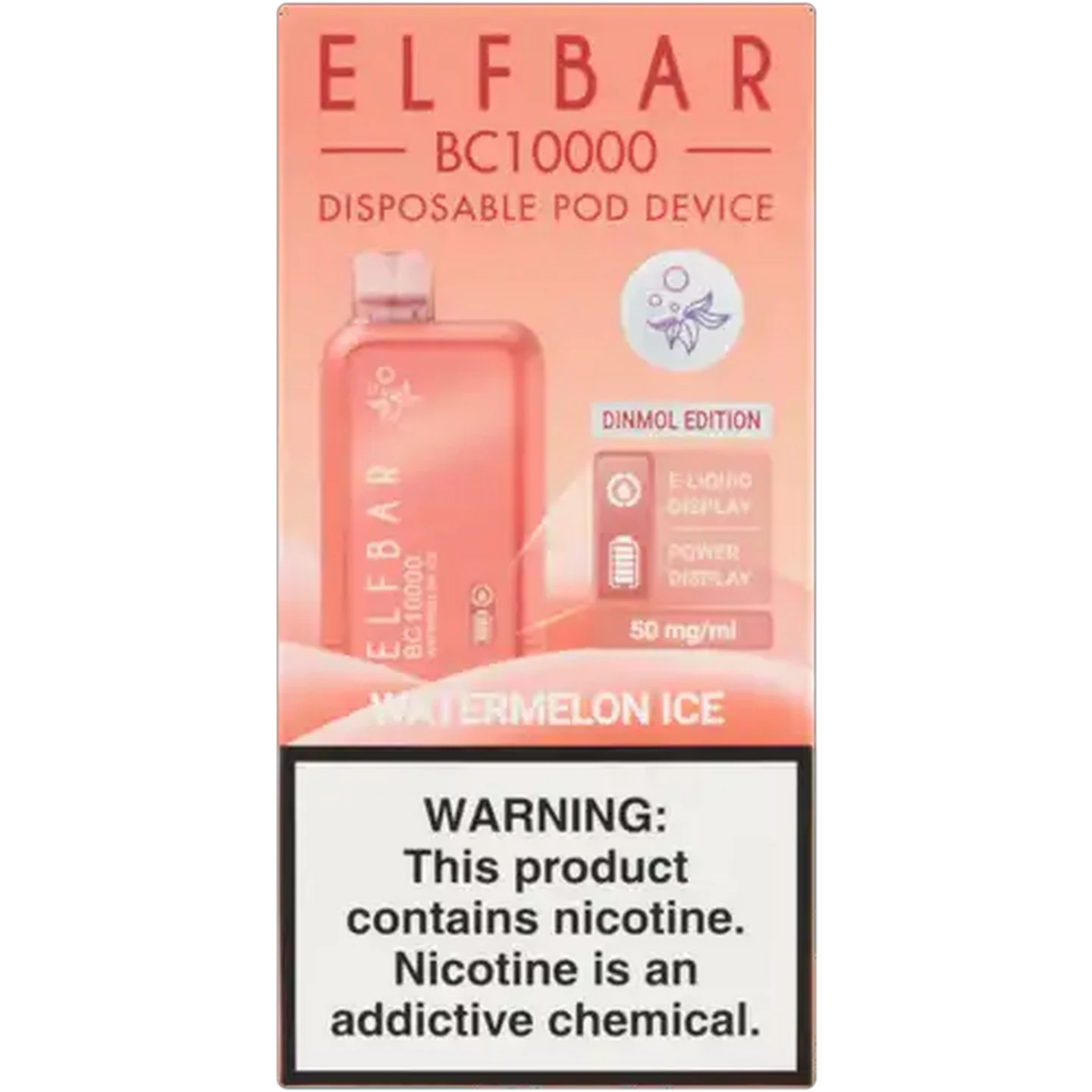 Image of ELFBAR BC10000 Watermelon Ice 5% Dinmol Edition Rechargeable Disposable Pod Device (Non-Refundable. Non-Returnable.)