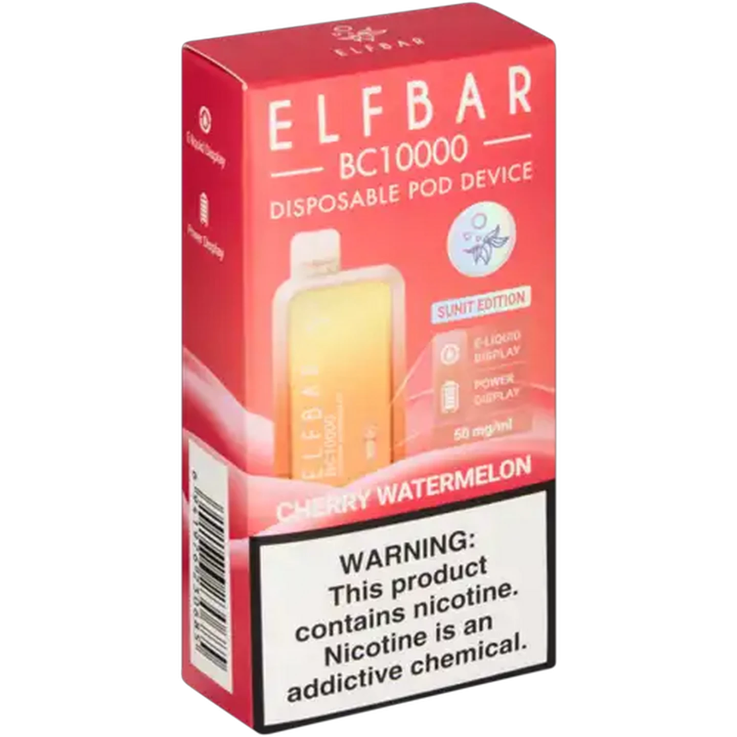Image of ELFBAR BC10000 Cherry Watermelon 5% Sunit Edition Rechargeable Disposable Pod Device (Non-Refundable. Non-Returnable.)