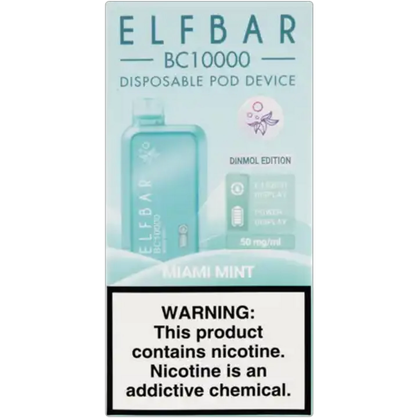 Image of ELFBAR BC10000 Miami Mint 5% Dinmol Edition Rechargeable Disposable Pod Device (Non-Refundable. Non-Returnable.)