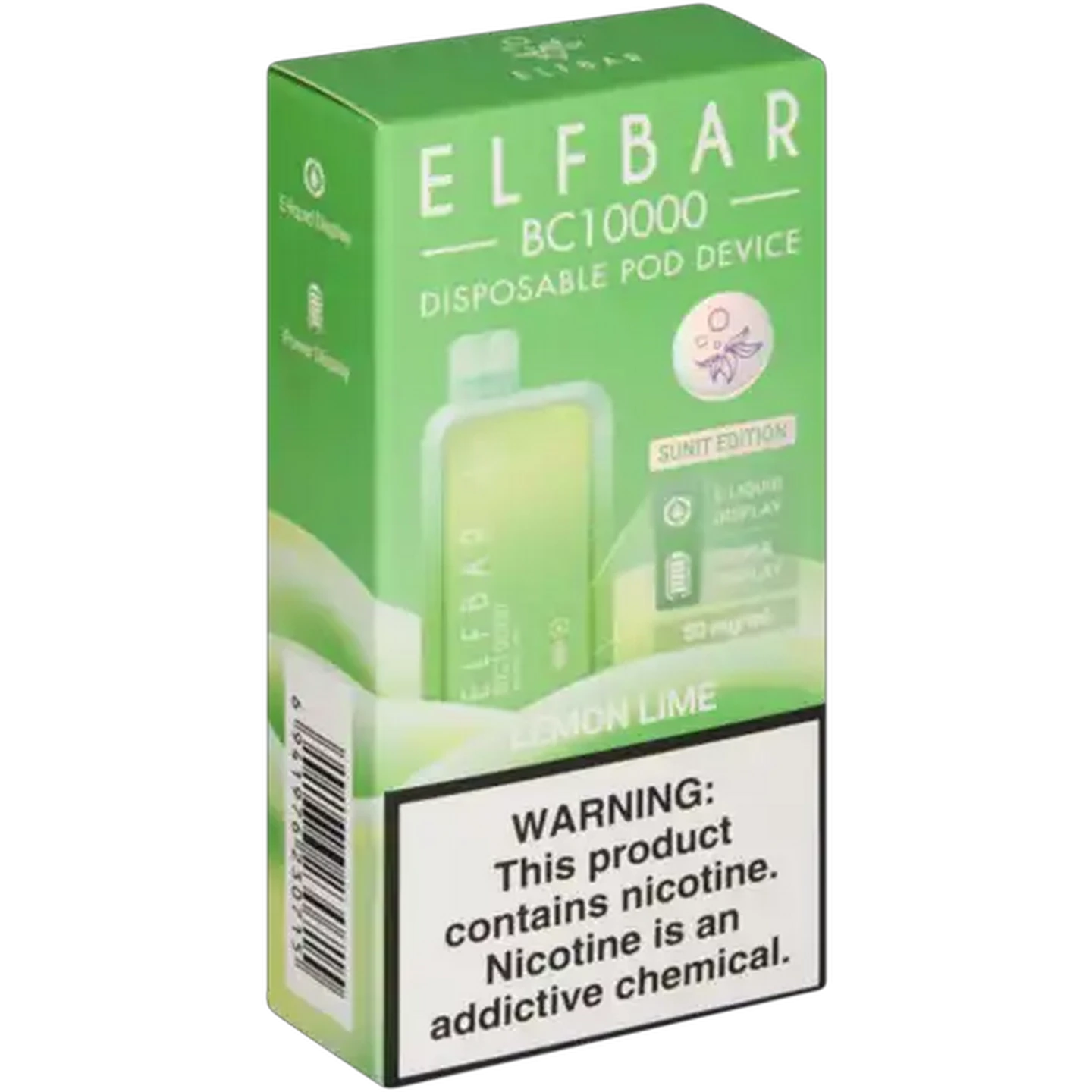 Image of ELFBAR BC10000 Lemon Lime 5% Sunit Edition Rechargeable Disposable Pod Device (Non-Refundable. Non-Returnable.)