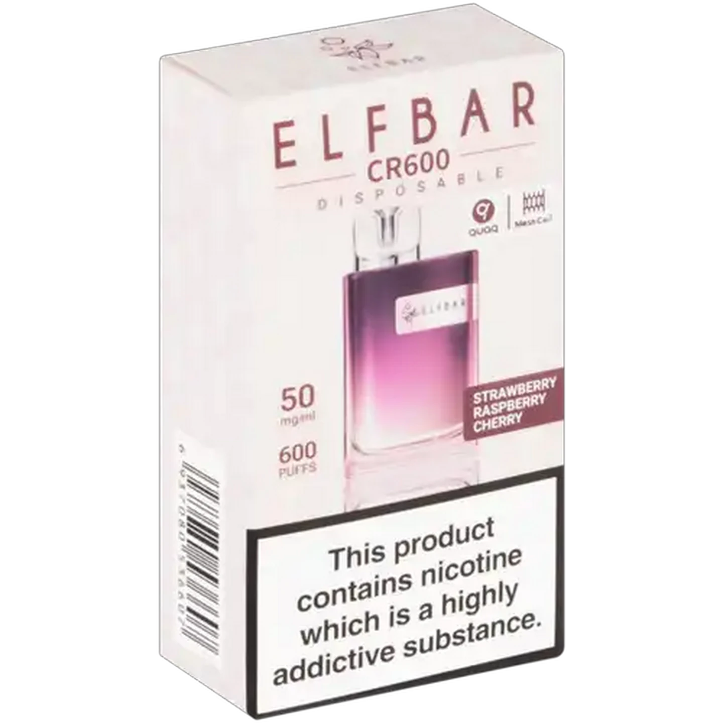 Image of ELFBAR CR600 Strawberry Raspberry Cherry 5% Disposable Vape 2ml (Non-Refundable. Non-Returnable.)