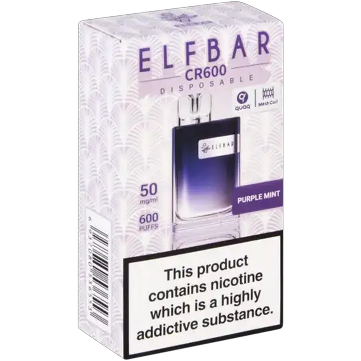 Image of ELFBAR CR600 Purple Mint 5% Disposable Vape 2ml (Non-Refundable. Non-Returnable.)
