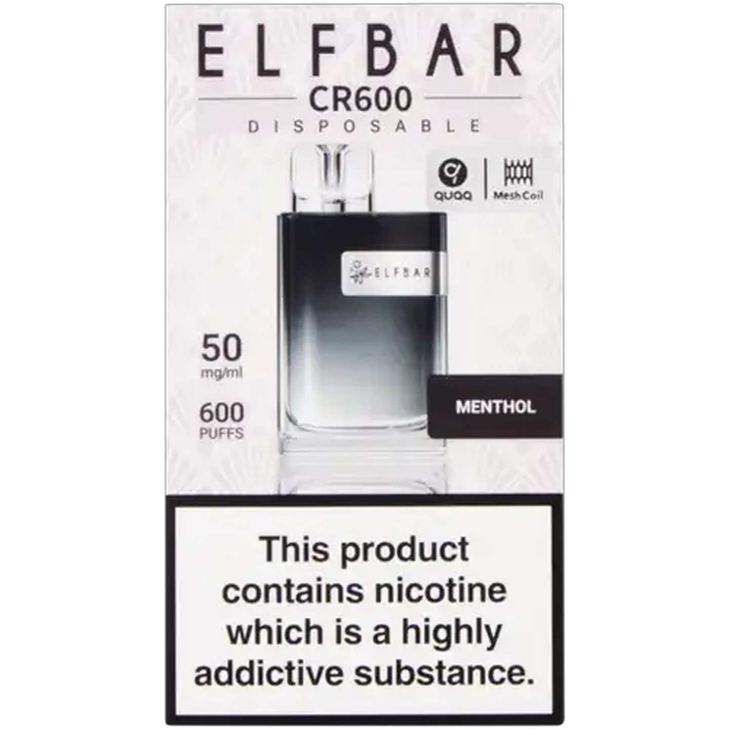 Image of ELFBAR CR600 Menthol 5% Disposable Vape 2ml (Non-Refundable. Non-Returnable.)