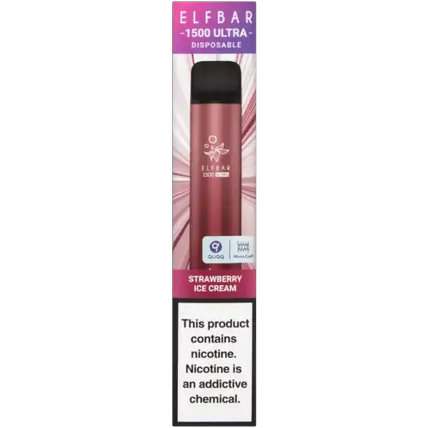 Image of ELFBAR 1500 Ultra Strawberry Ice Cream 5% Disposable Vape 5ml (Non-Refundable. Non-Returnable.)