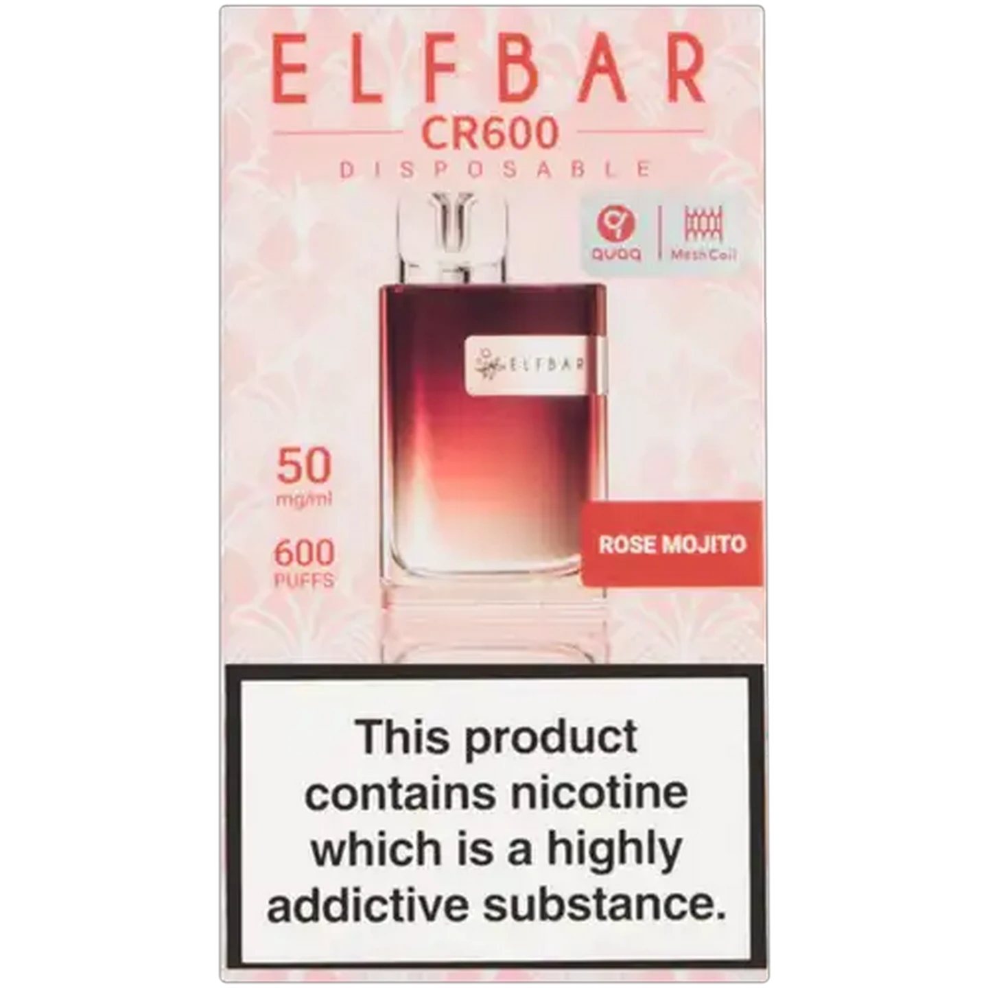 Image of ELFBAR CR600 Rose Mojito 5% Disposable Vape 2ml (Non-Refundable. Non-Returnable.)