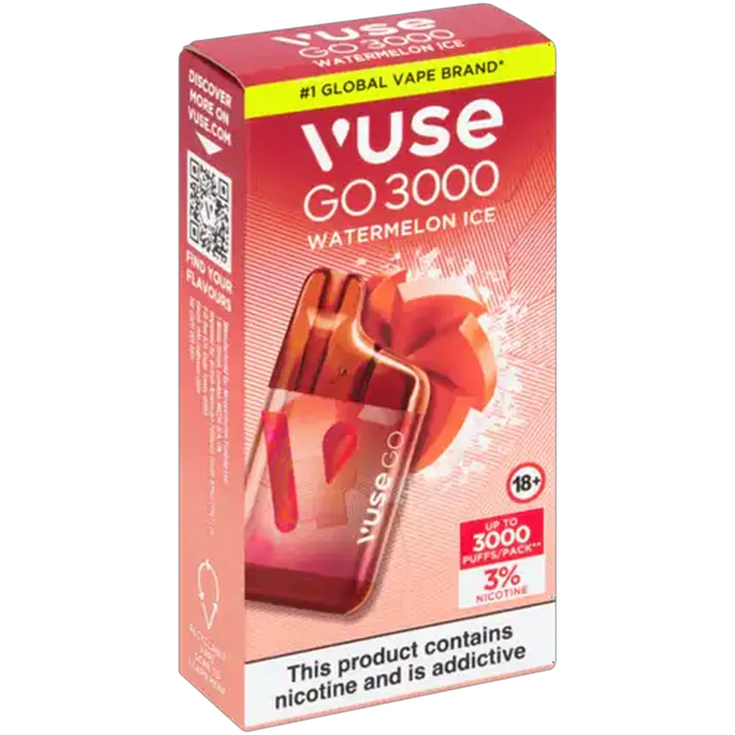Image of Vuse Go 3000 Watermelon Ice 3% Rechargeable Disposable Vape 6ml (Non-Refundable. Non-Returnable.)