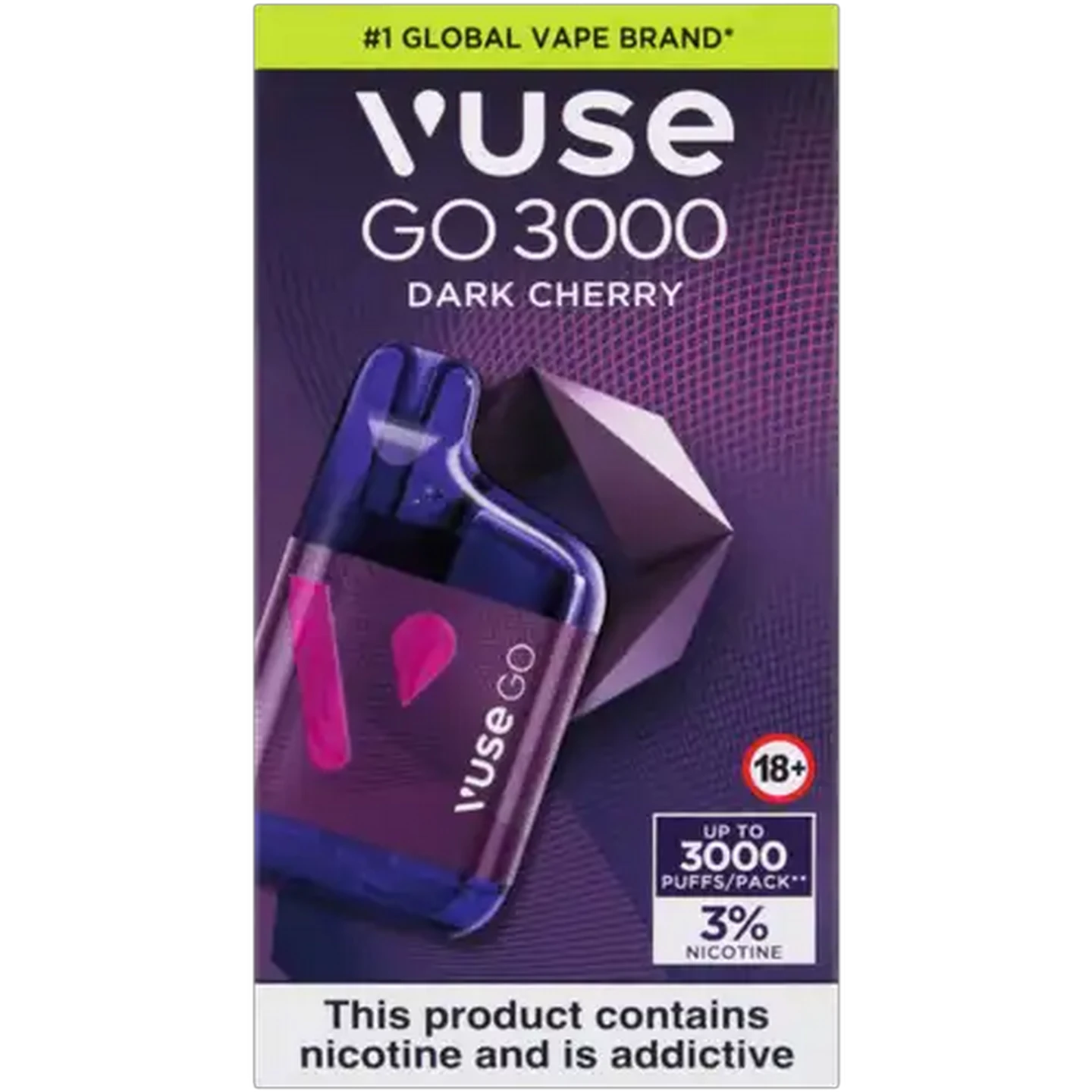 Image of Vuse Go 3000 Dark Cherry 3% Rechargeable Disposable Vape 6ml (Non-Refundable. Non-Returnable.)