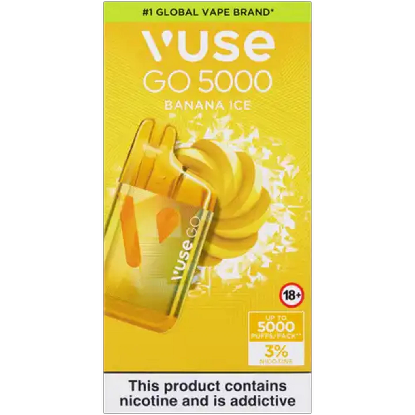 Image of Vuse Go 5000 Banana Ice 3% Rechargeable Disposable Vape 10ml (Non-Refundable. Non-Returnable.)