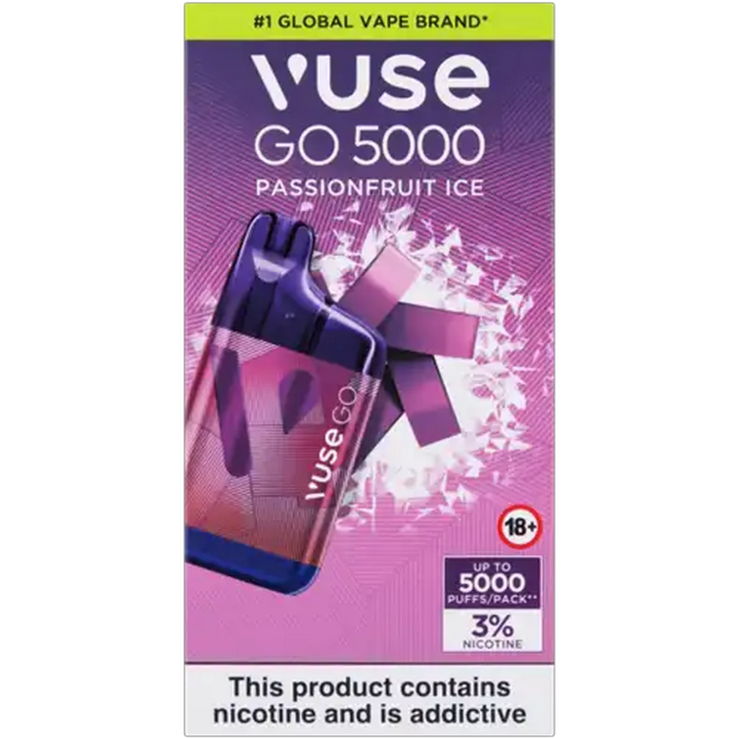 Image of Vuse Go 5000 Passion Fruit Ice 3% Rechargeable Disposable Vape 10ml (Non-Refundable. Non-Returnable.)