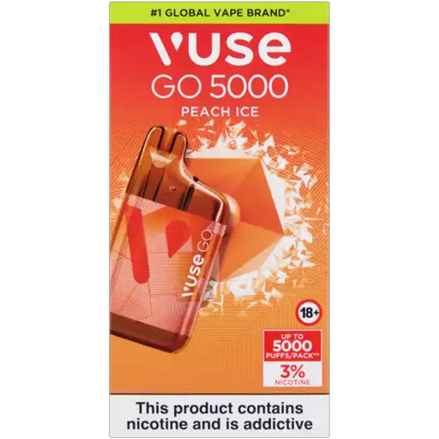 Image of Vuse Go 5000 Peach Ice 3% Rechargeable Disposable Vape 10ml (Non-Refundable. Non-Returnable.)