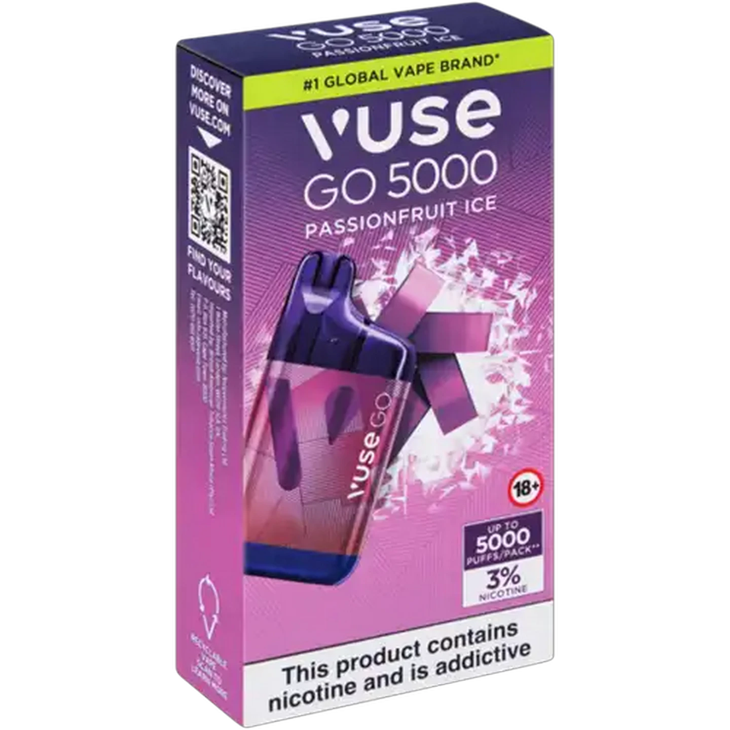 Image of Vuse Go 5000 Passion Fruit Ice 3% Rechargeable Disposable Vape 10ml (Non-Refundable. Non-Returnable.)