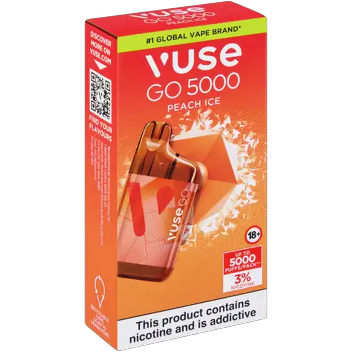 Image of Vuse Go 5000 Peach Ice 3% Rechargeable Disposable Vape 10ml (Non-Refundable. Non-Returnable.)