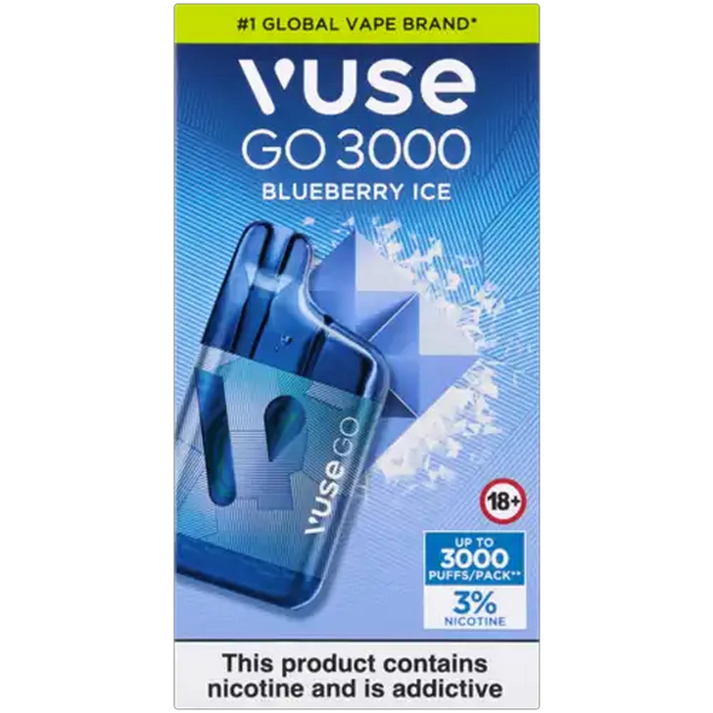 Image of Vuse Go 3000 Blueberry Ice 3% Rechargeable Disposable Vape 8ml (Non-Refundable. Non-Returnable.)