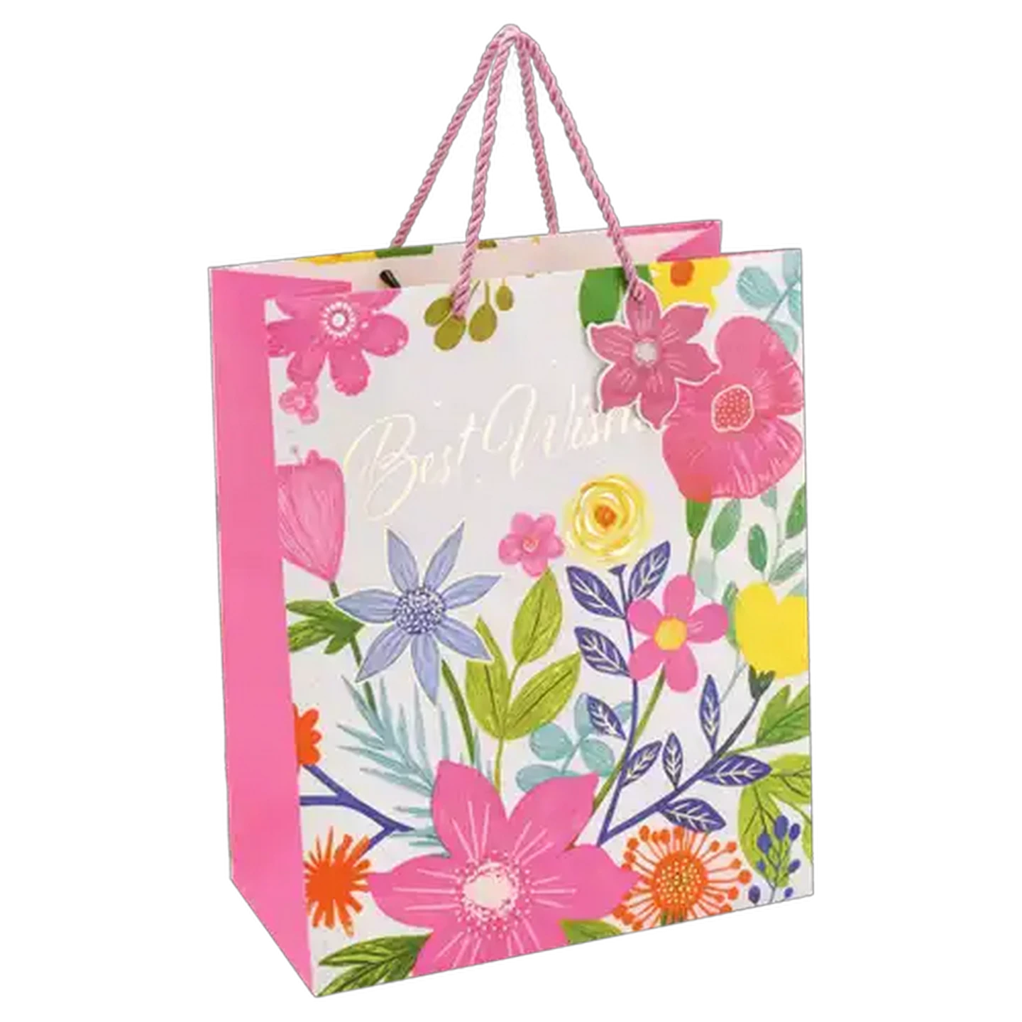 Image of Vibrant Flowers Foiled Large Gift Bag