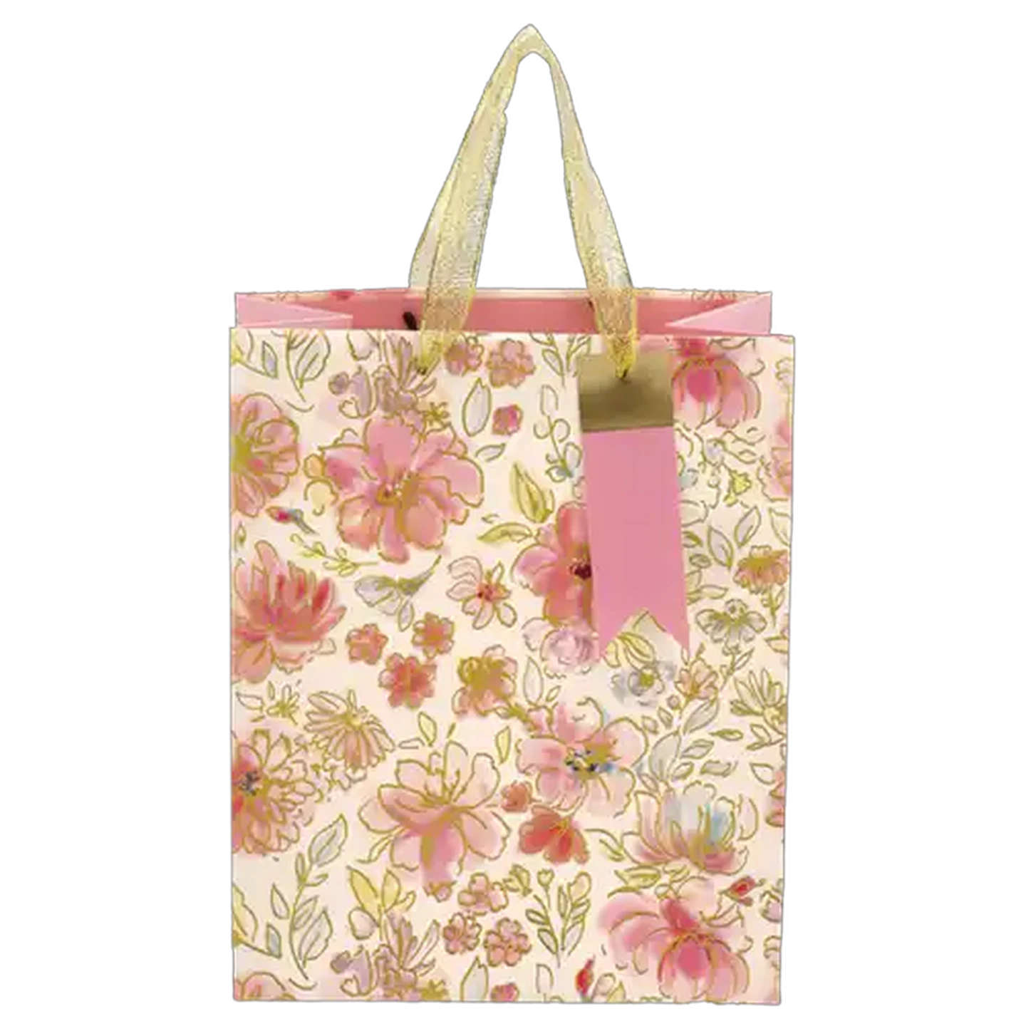 Image of Pink Flowers Foiled Medium Gift Bag
