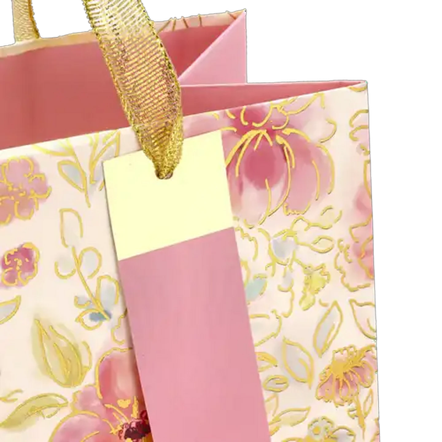 Image of Pink Flowers Foiled Medium Gift Bag