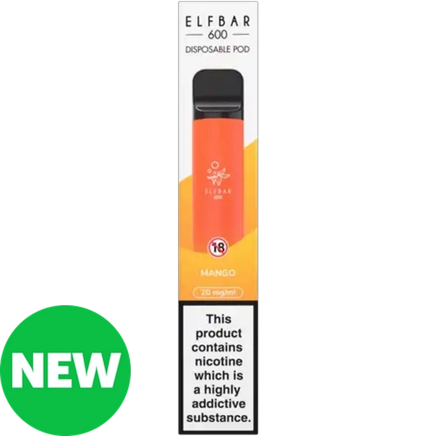 Image of ELFBAR 600 Mango 2% Disposable Vape Pod 2ml (Non-Refundable. Non-Returnable.)