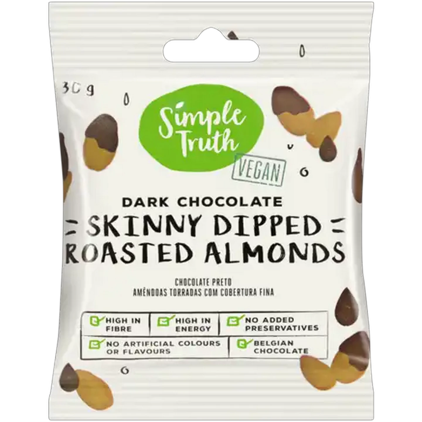 Image of Simple Truth Dark Chocolate Skinny Dipped Roasted Almonds 30g