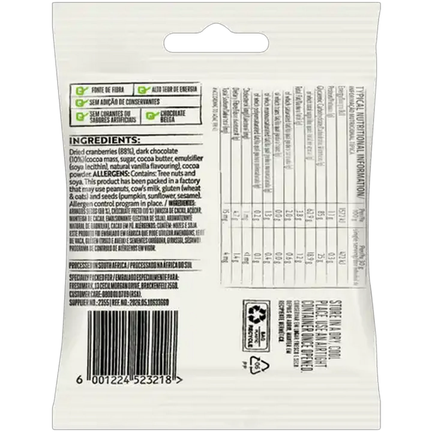 Image of Simple Truth Dark Chocolate Dusted Cranberries 30g