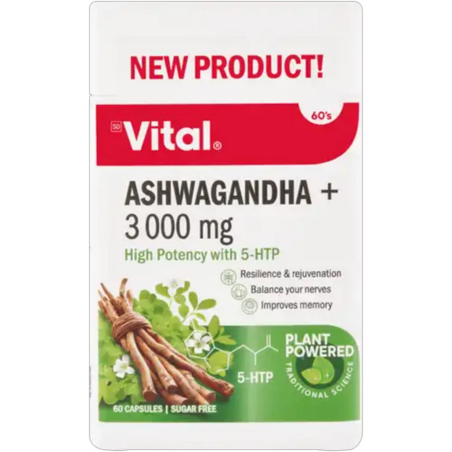 Image of Vital 3000mg Ashwagandha Capsules 60-Pack