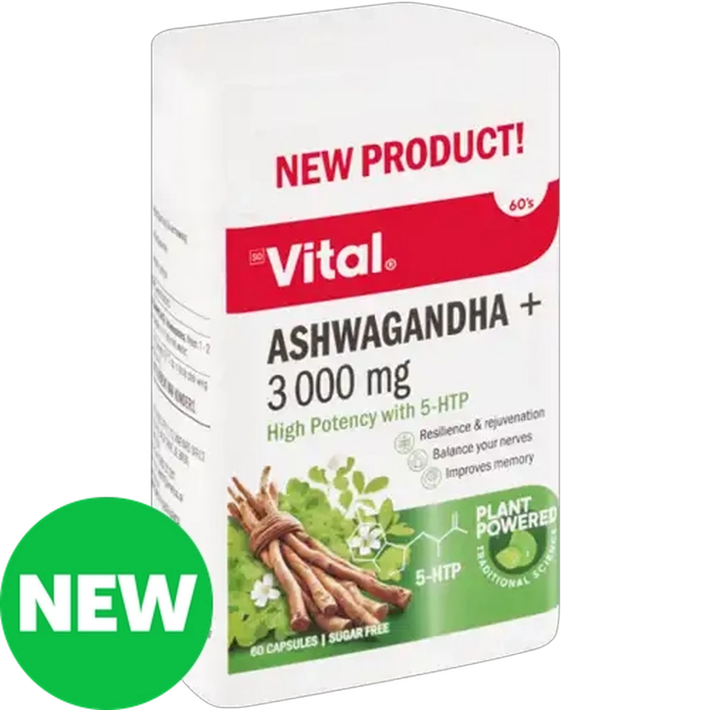 Image of Vital 3000mg Ashwagandha Capsules 60-Pack