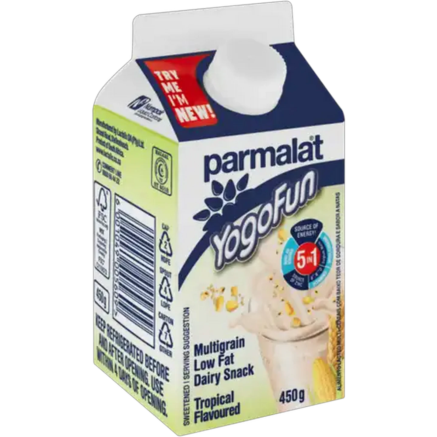Image of Parmalat YogoFun Tropical Flavoured Multigrain Low Fat Dairy Snack 450g
