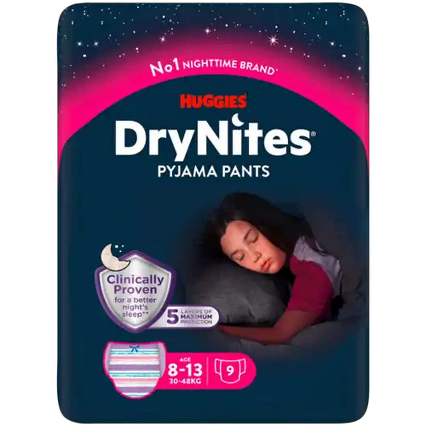 Image of DryNites Girls 8-15 Years Pyjama Pants 9 Pack
