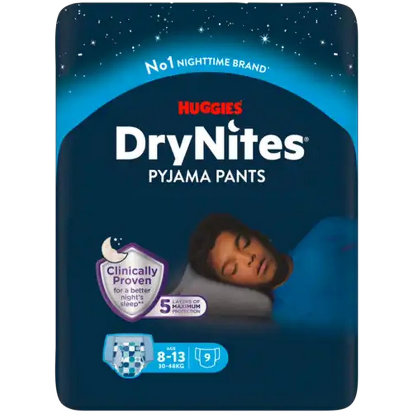Image of Huggies DryNites Age 8 - 13 Disposable Pyjama Pants 9 Pack
