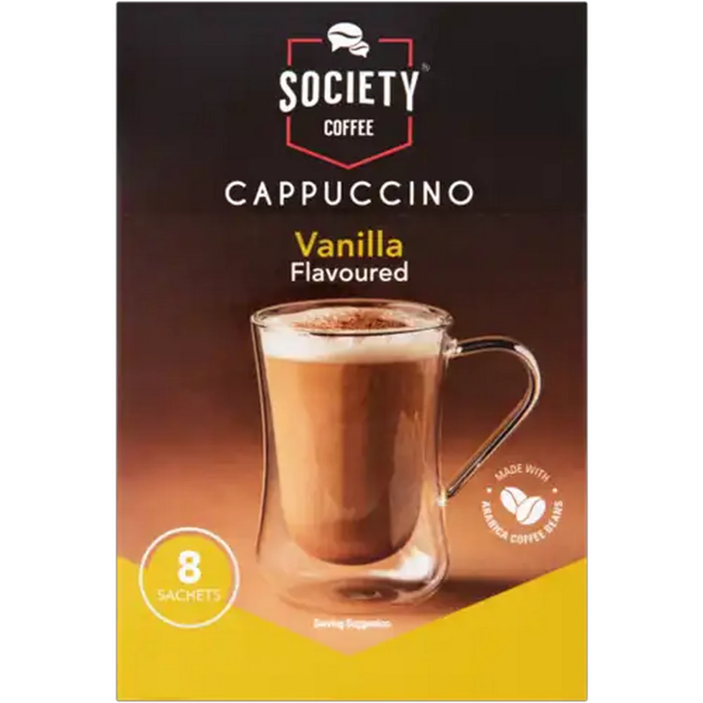 Image of Society Coffee Vanilla Flavoured Instant Cappuccino 8 x 20g
