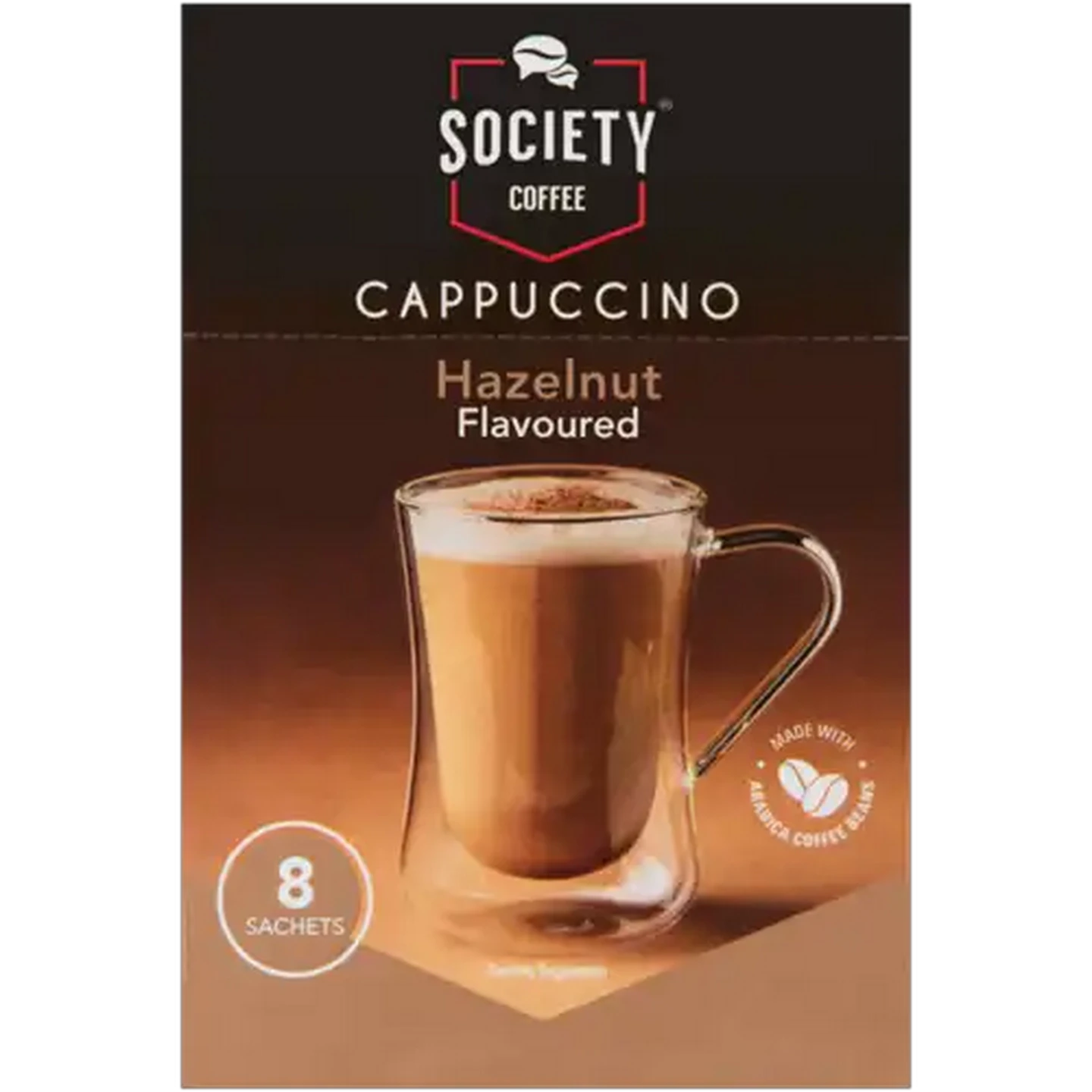 Image of Society Coffee Hazelnut Flavoured Cappuccino Sachets 8 x 20g
