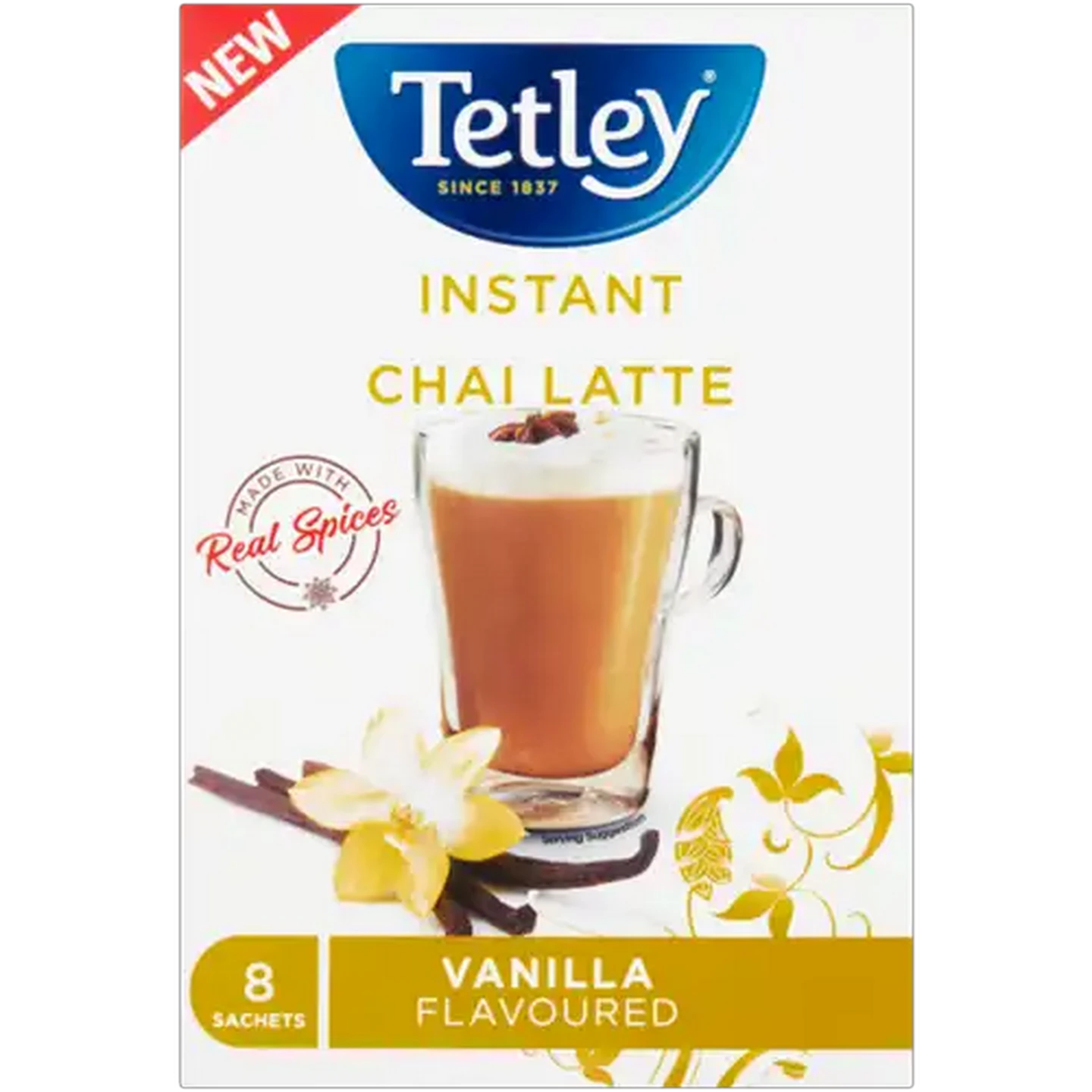 Image of Tetley Vanilla Flavoured Instant Chai Latte 8 x 22g