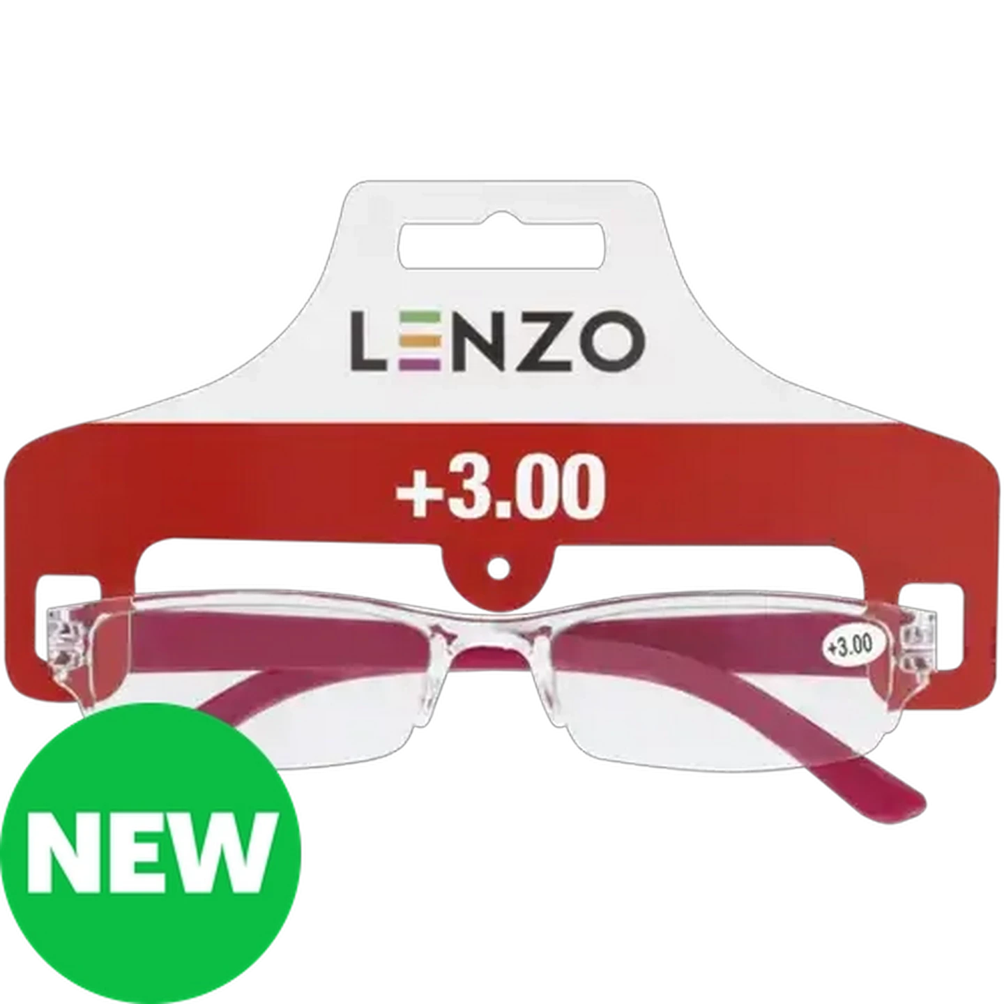 Image of LENZO Designer Eyes Pink +3.0 Slim Reading Glasses