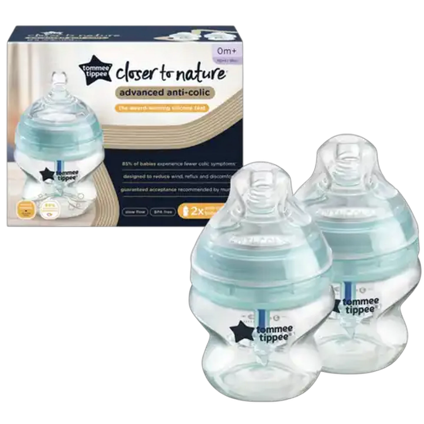 Image of Tommee Tippee 150ml Natural Start Advanced Anti Colic Bottles 2-Pack 0 months +