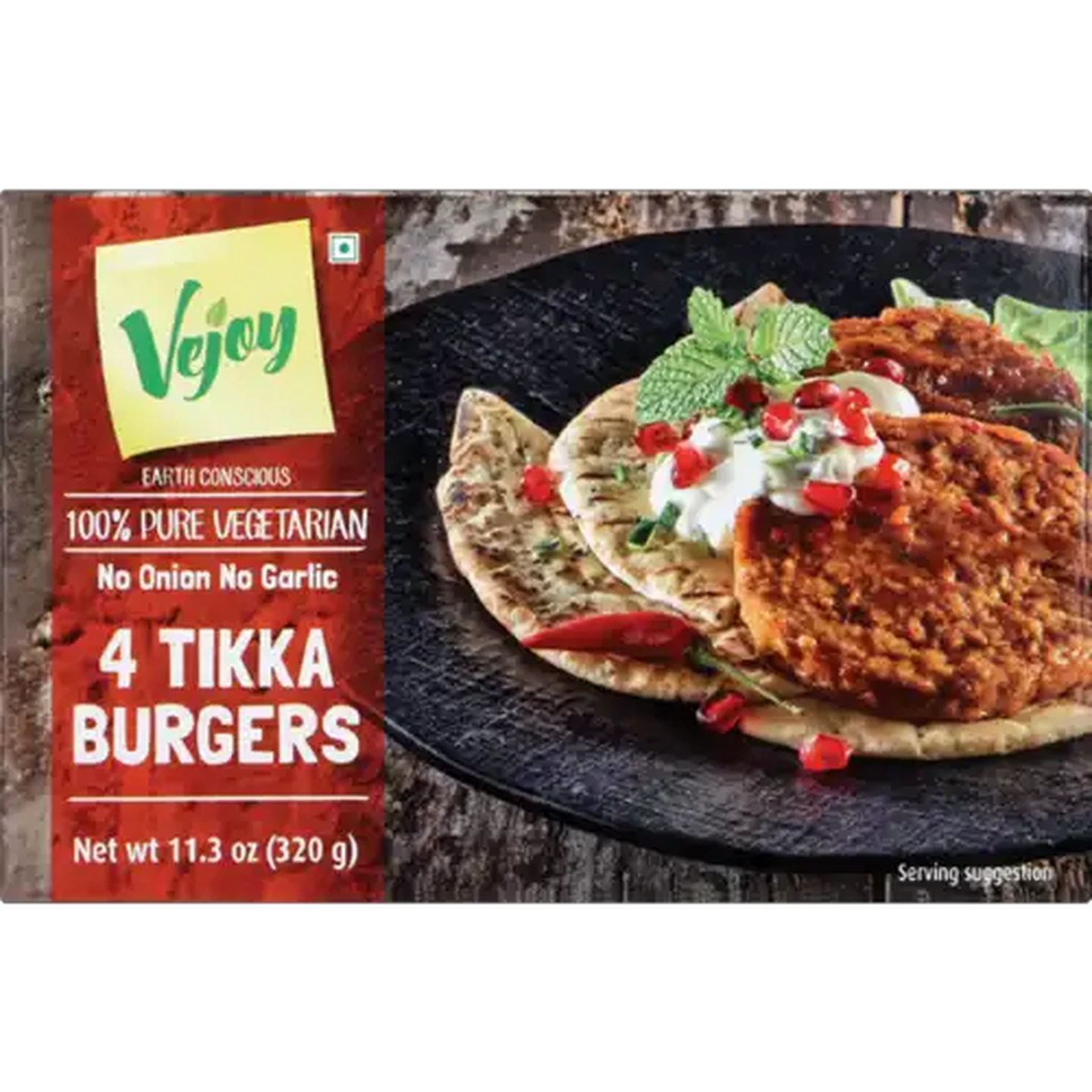 Image of Vejoy Frozen 100% Pure Vegetarian Tikka Burgers 320g