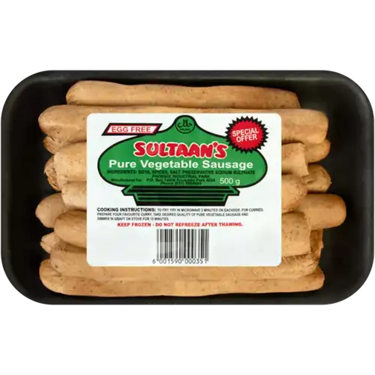 Image of Sultaan's Frozen Pure Vegetable Sausage 500g