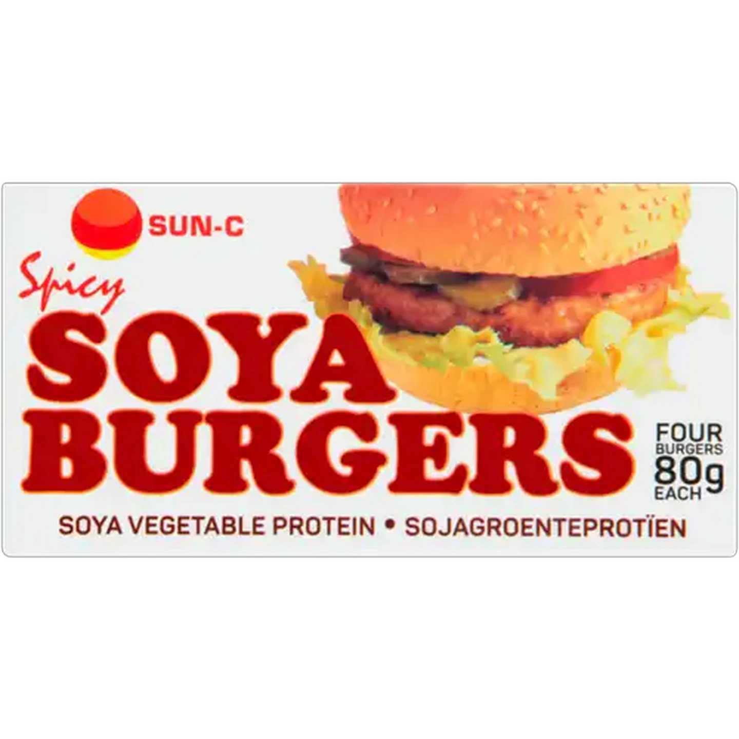 Image of Sun-C Frozen Spicy Soya Burgers 4 x 80g