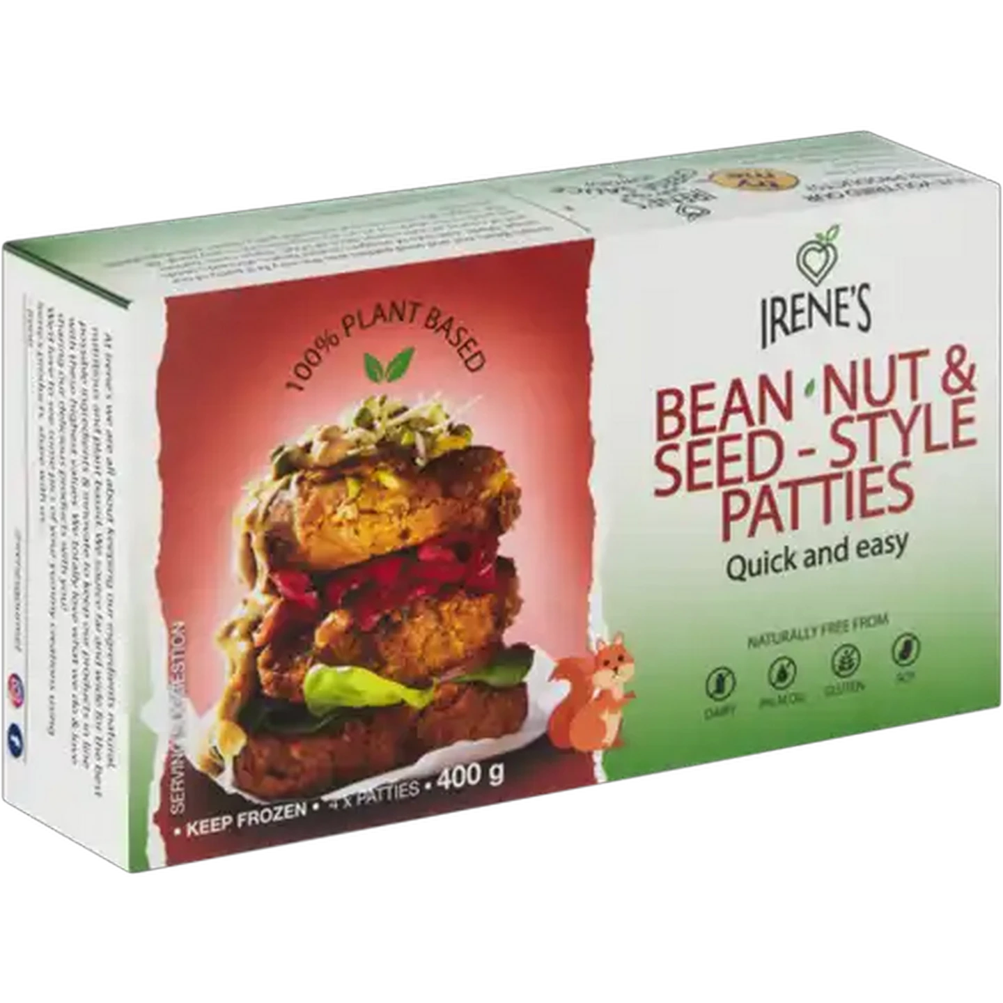 Image of Irene's Frozen Bean Nut & Seed Patties 400g
