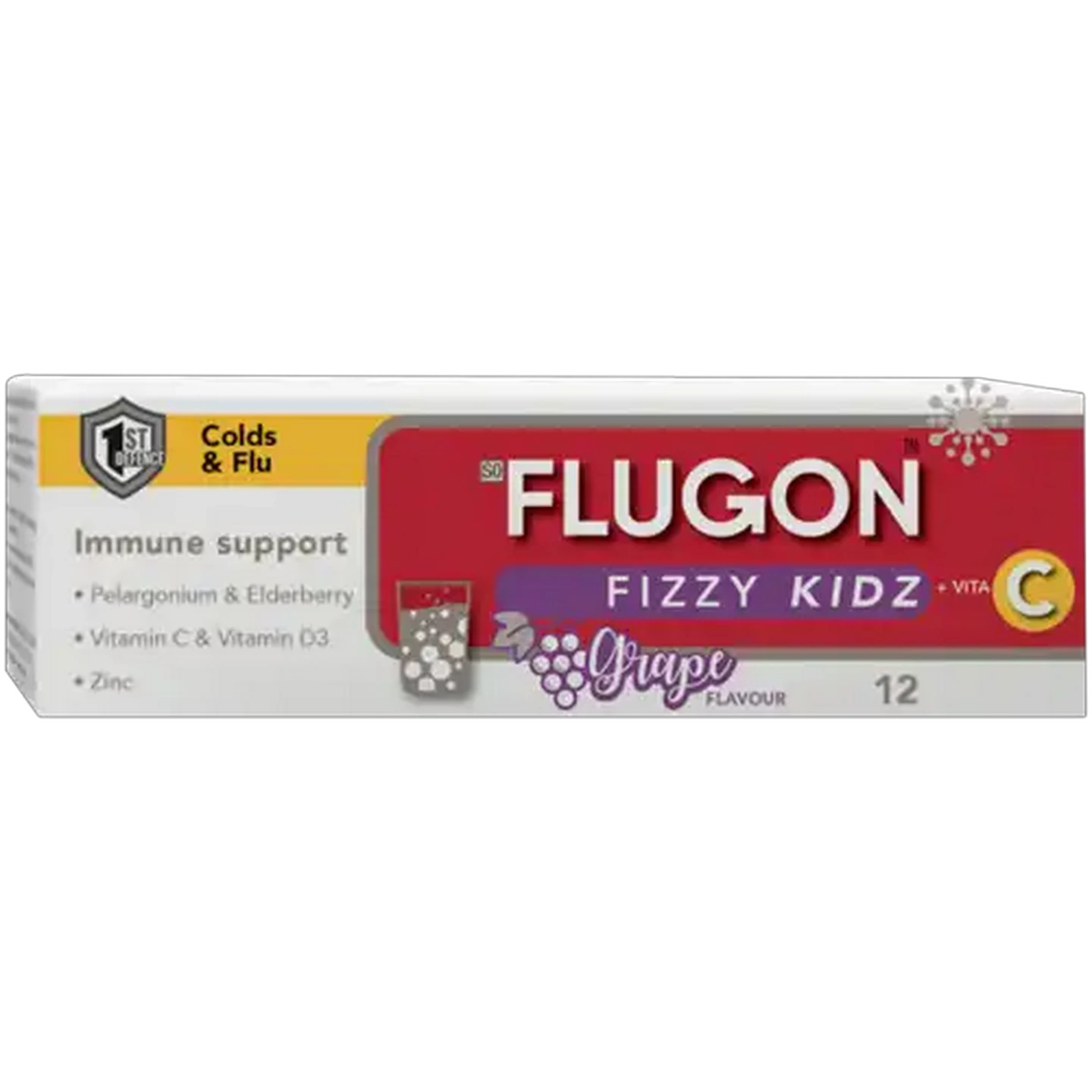 Image of Flugon Fizzy Kids & Vita C Grape Flavoured Effervescent 12 Pack