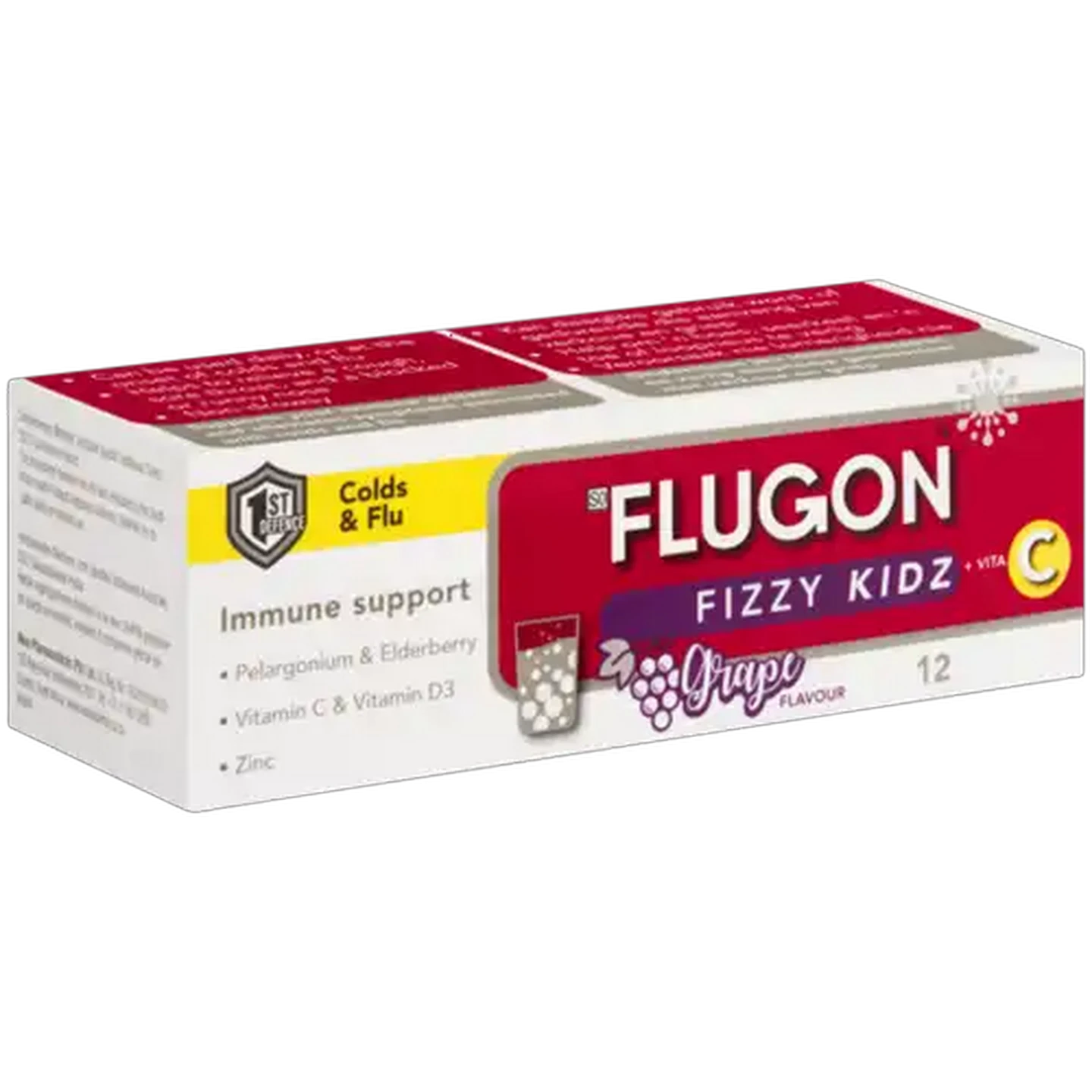 Image of Flugon Fizzy Kids & Vita C Grape Flavoured Effervescent 12 Pack