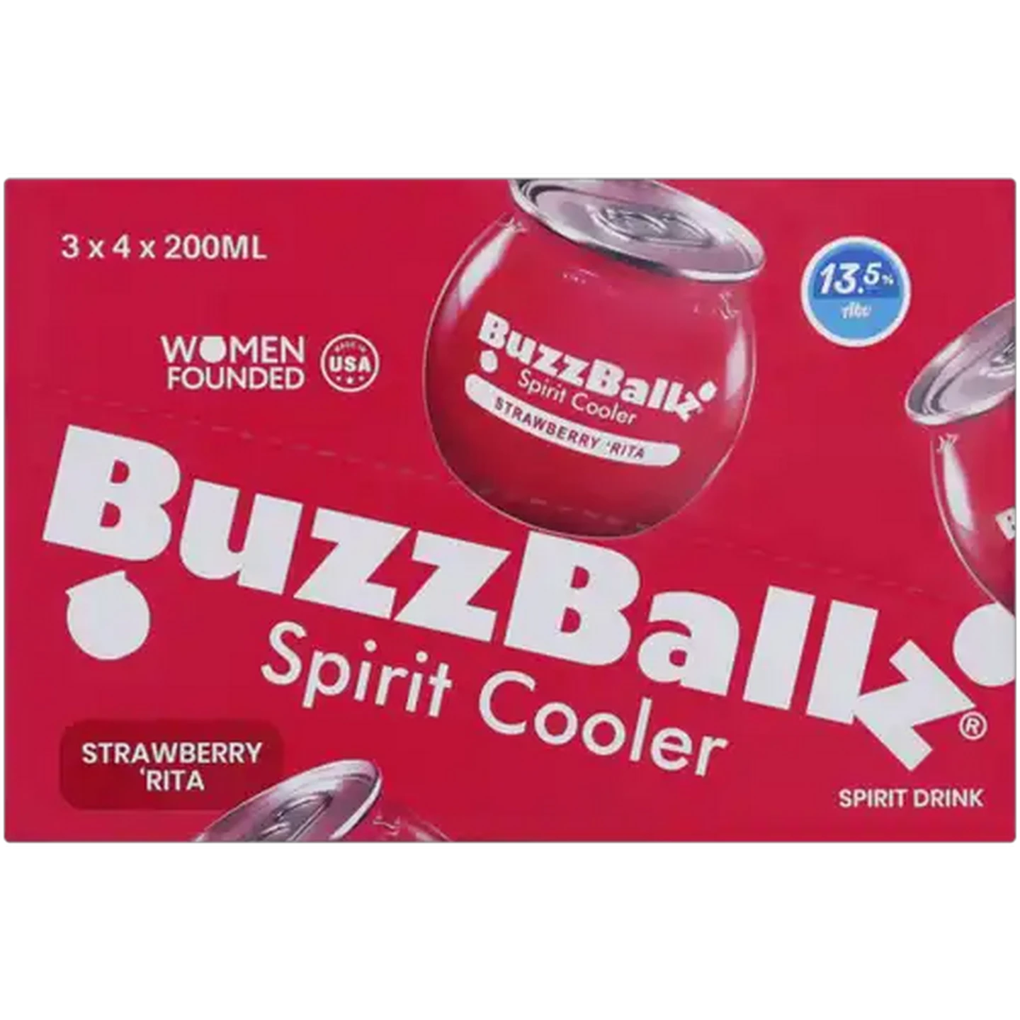 Image of BuzzBallz Gluten Free Strawberry 'Rita Flavoured Spirit Cooler Cans 12 x 200ml
